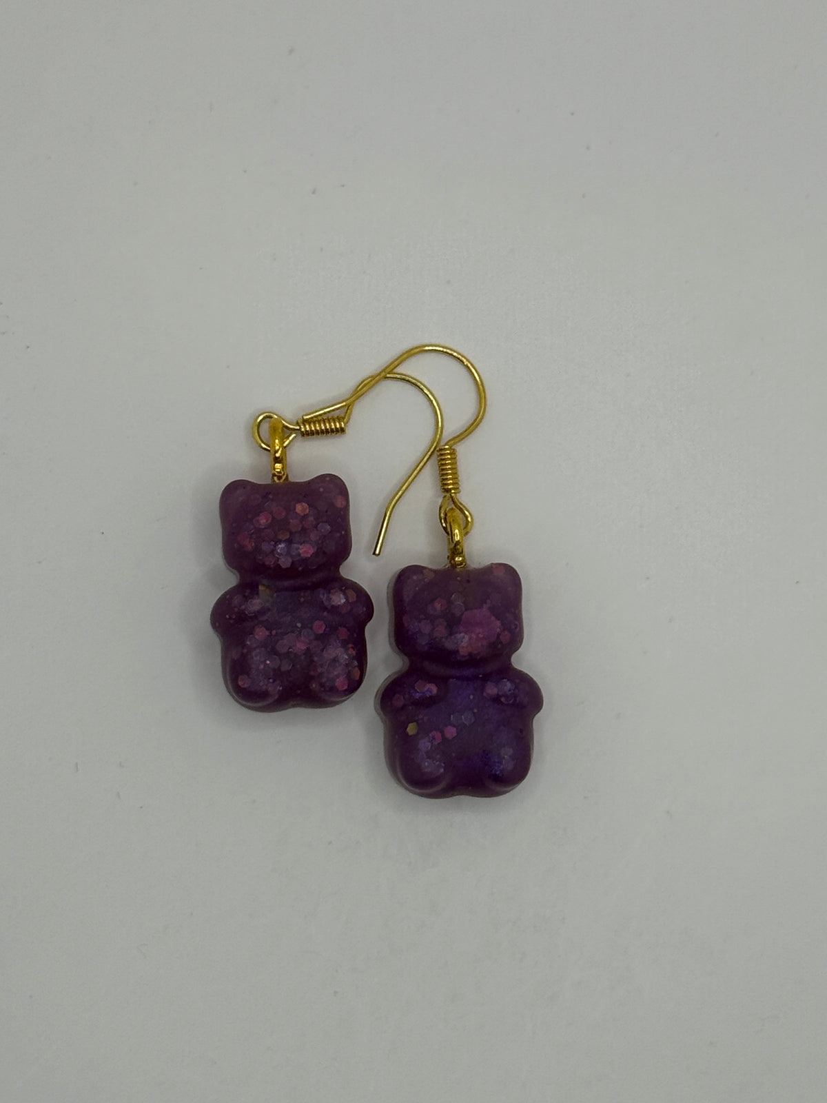 Purple Resin Gummy Bear Earrings