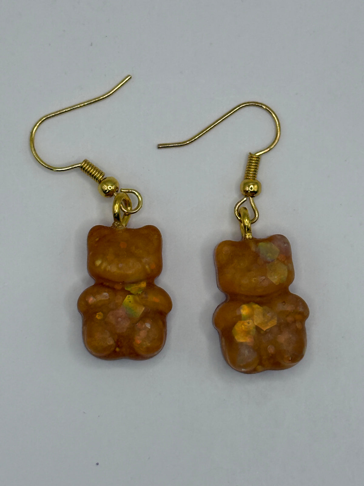 Gold Resin Gummy Bear Earrings